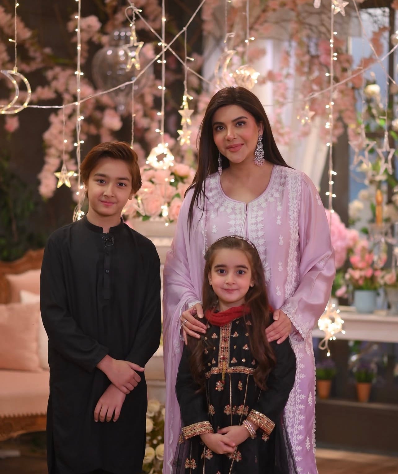 Zartasha Kashif (Tashu) and Armaghan Kashif featured as special guests with iconic host Nida Yasir on the set of ARY Digital.