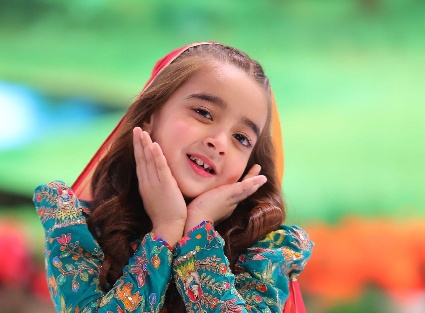 Zartasha Kashif (Tashu), prominent South Asian young digital creator and ARY Digital TV artist, smiling in a traditional teal dress.